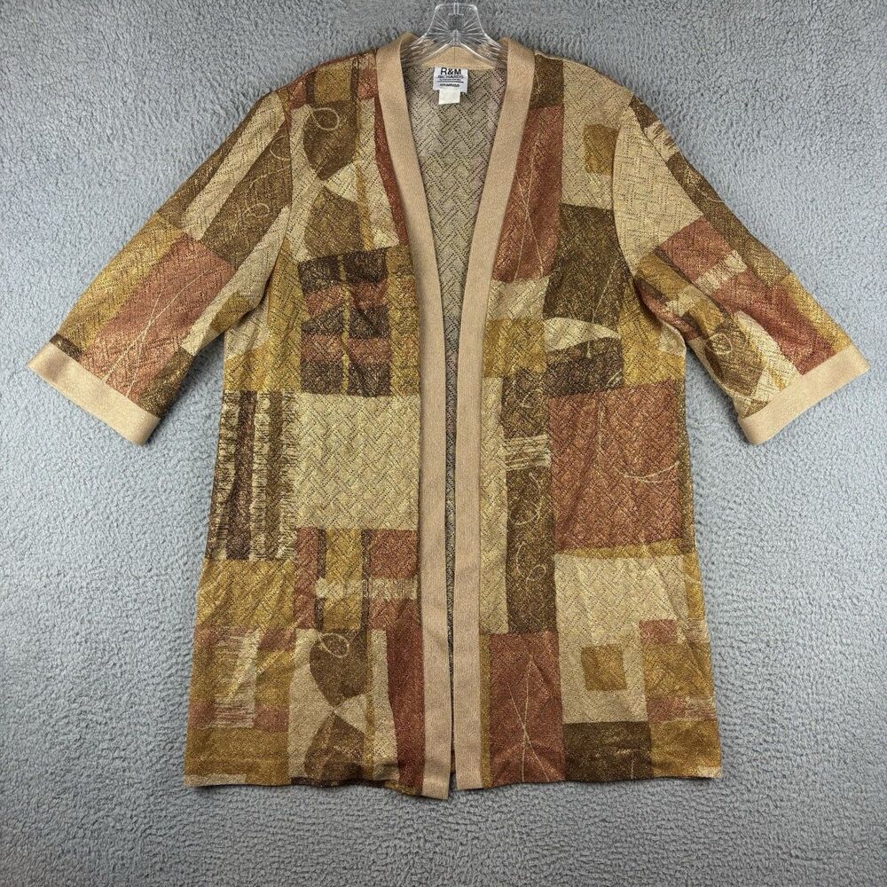Vintage R&M Richards Karen Kwong Kimono Jacket Women’s 18W Sheer Open Front Gold
